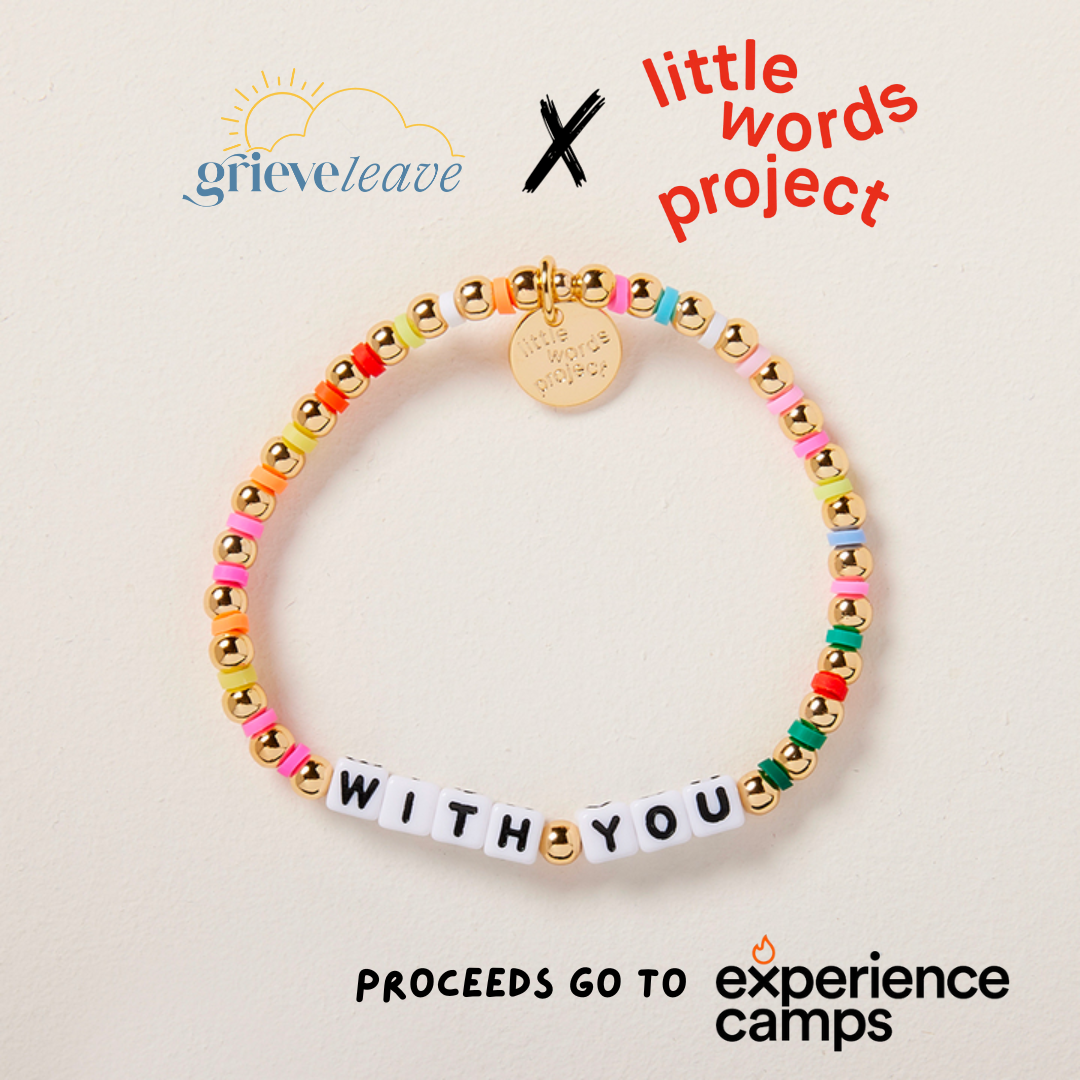 bracelet that says "with you" in beads