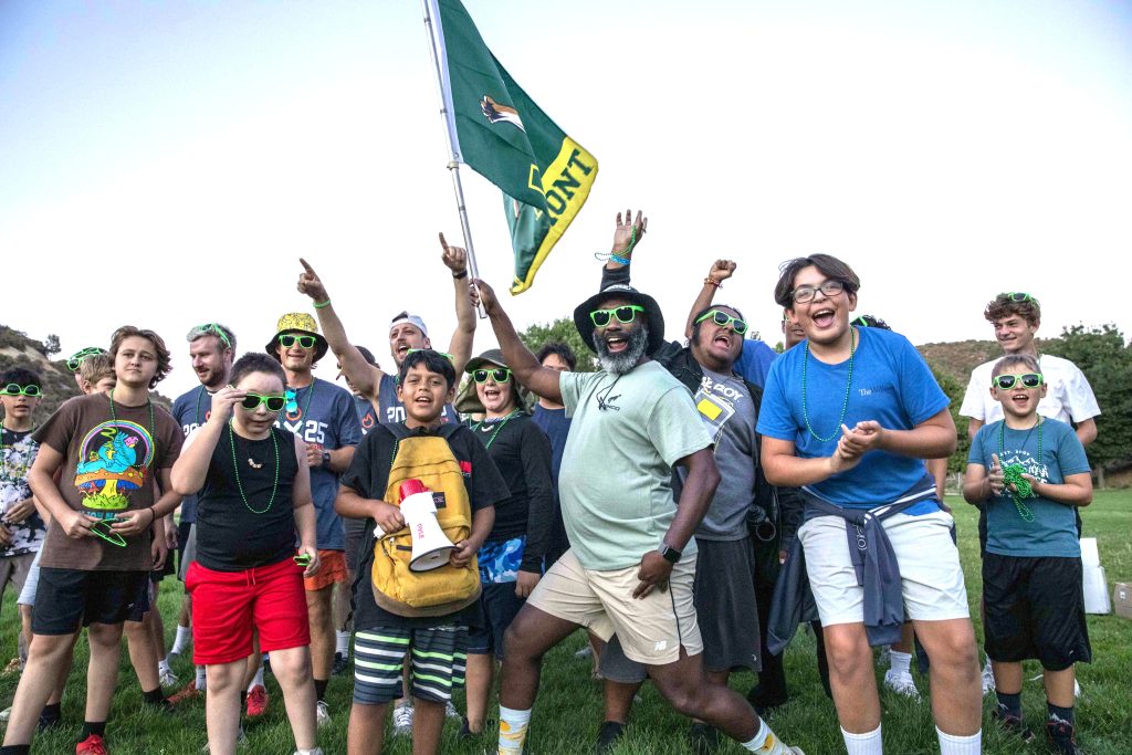 Group of boy campers smiling